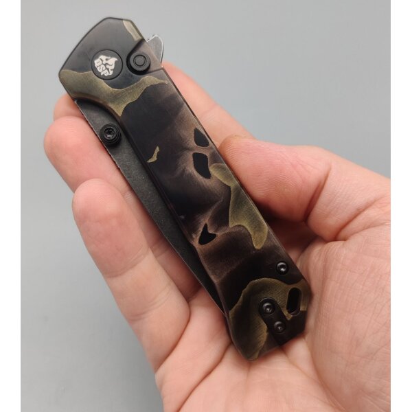 QSP Knife Grebe T Button Lock QS148-F2 S35VN Stahl Raffir-Resin Noble
