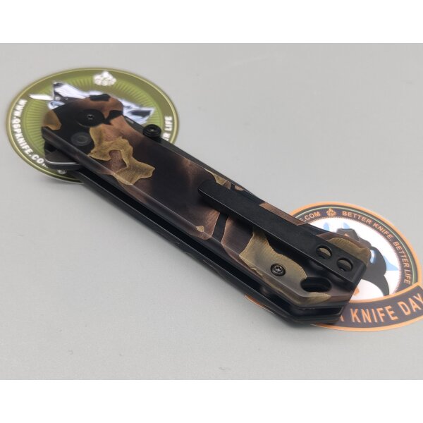 QSP Knife Grebe T Button Lock QS148-F2 S35VN Stahl Raffir-Resin Noble