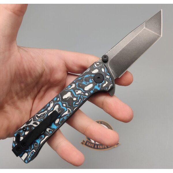 QSP Knife Grebe T Button Lock QS148-H2 S35VN Stahl Colored Gem Carbon