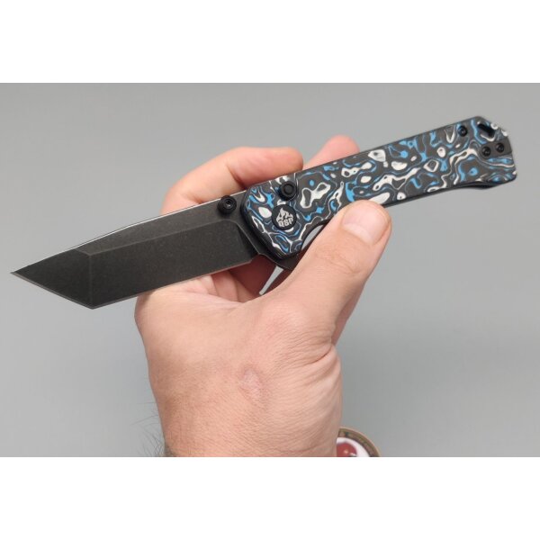 QSP Knife Grebe T Button Lock QS148-H2 S35VN Stahl Colored Gem Carbon