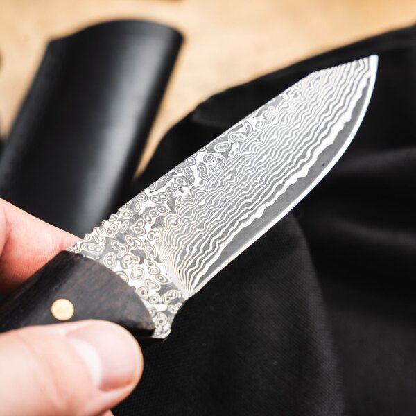 Böker Magnum Vernery Damast Knife Damastmesser mit Lederscheide und Mosaikpin fixed feststehend Messer 02SC018DAM