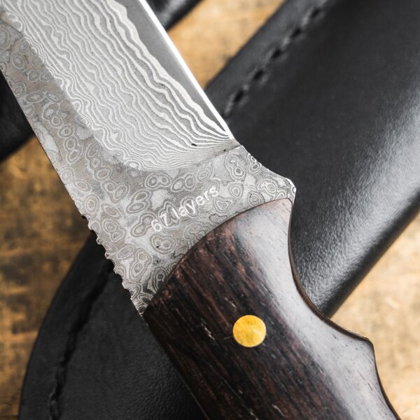 Böker Magnum Vernery Damast Knife Damastmesser mit Lederscheide und Mosaikpin fixed feststehend Messer 02SC018DAM