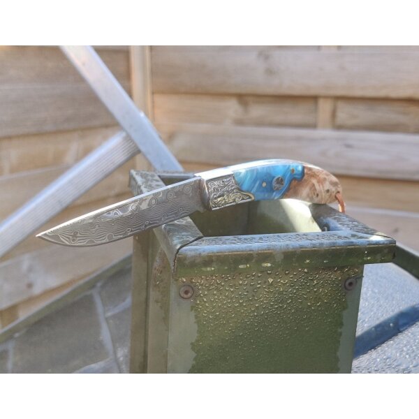 Albainox Blue Lago Damastmesser mit Triple-Material Griff Taschenmesser