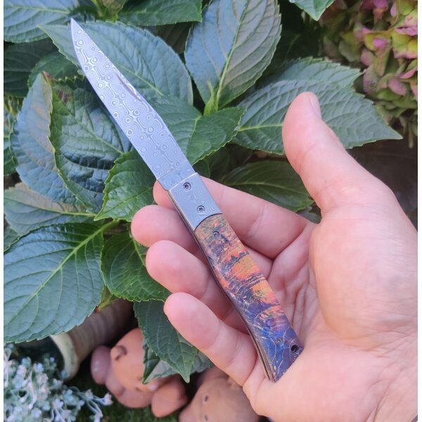 Albainox Sunstorm Damast Slipjoint Holzgriff Damascus