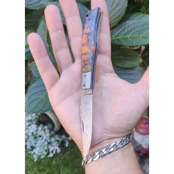 Albainox Sunstorm Damast Slipjoint Holzgriff Damascus