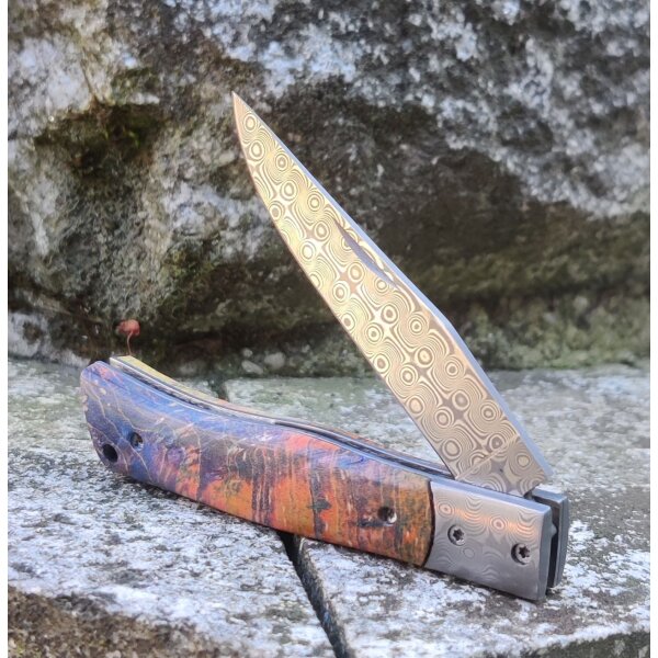 Albainox Sunstorm Damast Slipjoint Holzgriff Damascus