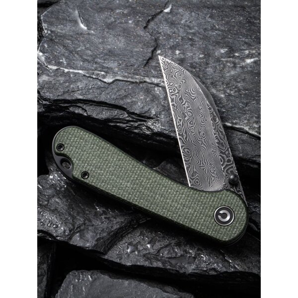 Civivi Elementum Wharncliffe C18062AF-DS1 Canvas Micarta Damast