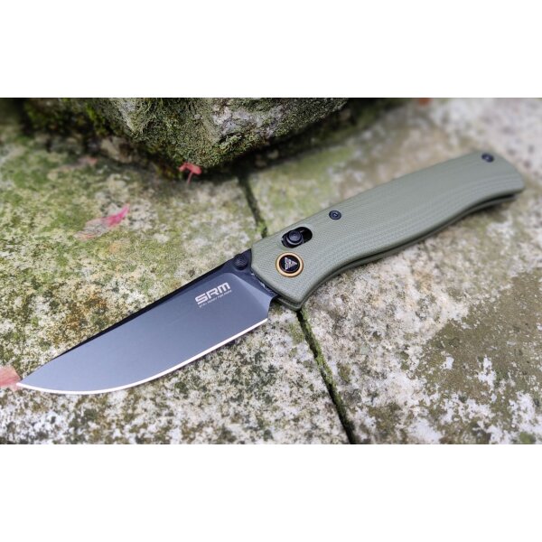 SRM Knives 255L-GP Medal Ambi Lock Folder Grün G10