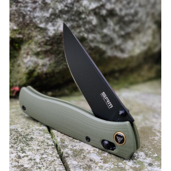 SRM Knives 255L-GP Medal Ambi Lock Folder Grün G10