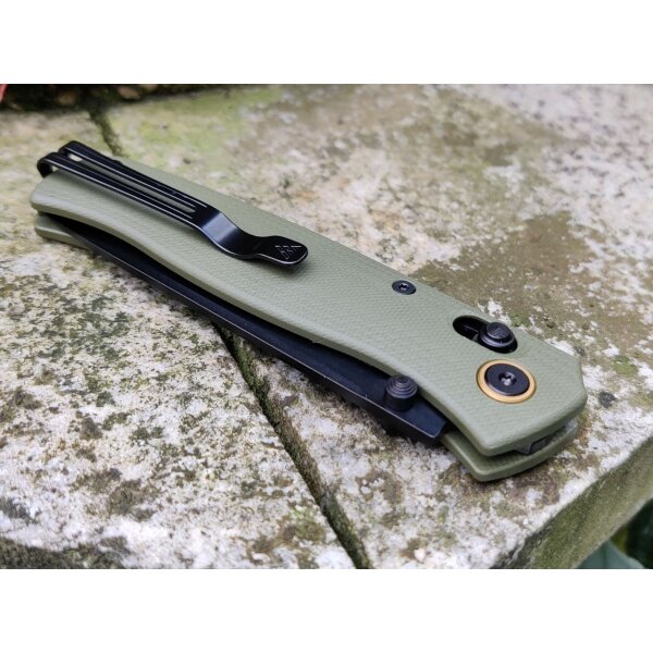 SRM Knives 255L-GP Medal Ambi Lock Folder Grün G10