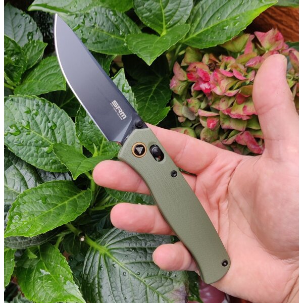 SRM Knives 255L-GP Medal Ambi Lock Folder Grün G10