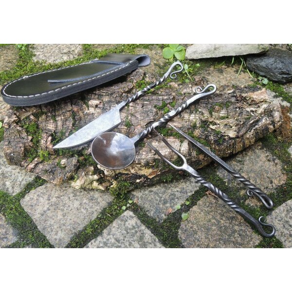 Haller BRITISH FEASTING Besteckset Mittelalter Gabel Messer Löffel Spieß Scheide