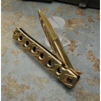 Haller Messer Taschenmesser Stiletto Einseitig geschliffen goldfarben 83808