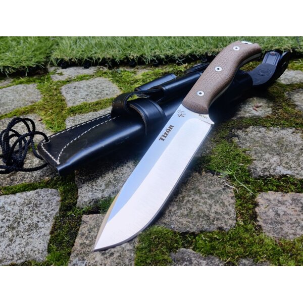 J&V Forester Tizón Yute Camp Knife mit Lederscheide 4116 Stahl
