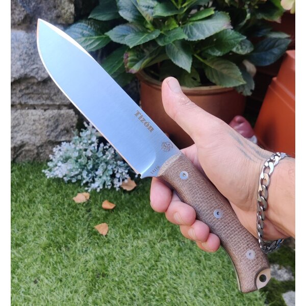 J&V Forester Tizón Yute Camp Knife mit Lederscheide 4116 Stahl