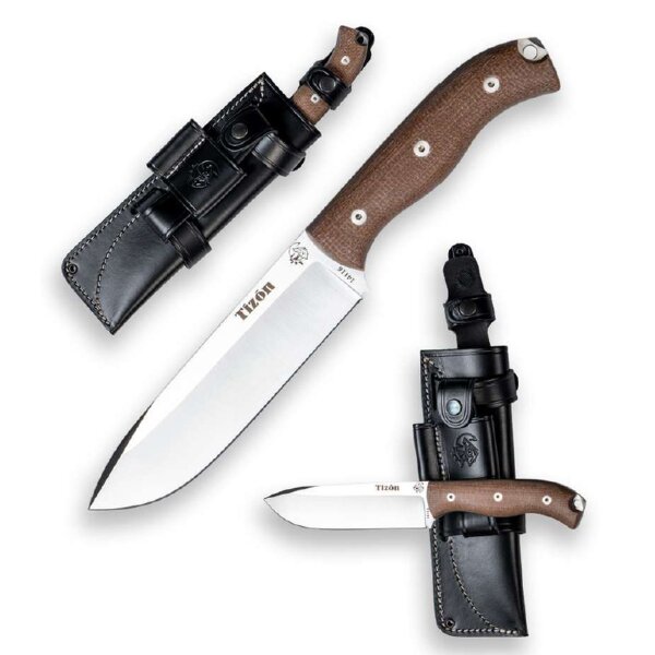 J&V Forester Tizón Yute Camp Knife mit Lederscheide 4116 Stahl