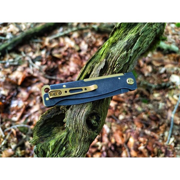 Böker Plus Atlas Black Stonewash Brass Slipjoint Messing 01BO859