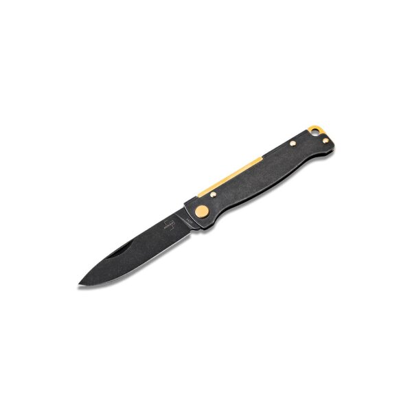 Böker Plus Atlas Black Stonewash Brass Slipjoint Messing 01BO859