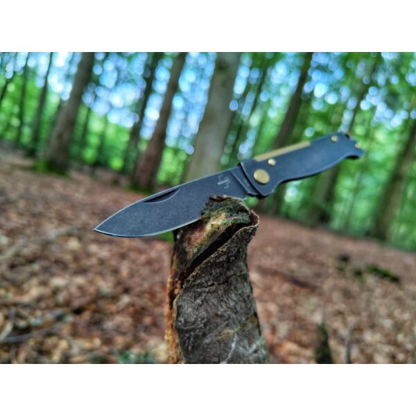 Böker Plus Atlas Black Stonewash Brass Slipjoint Messing 01BO859