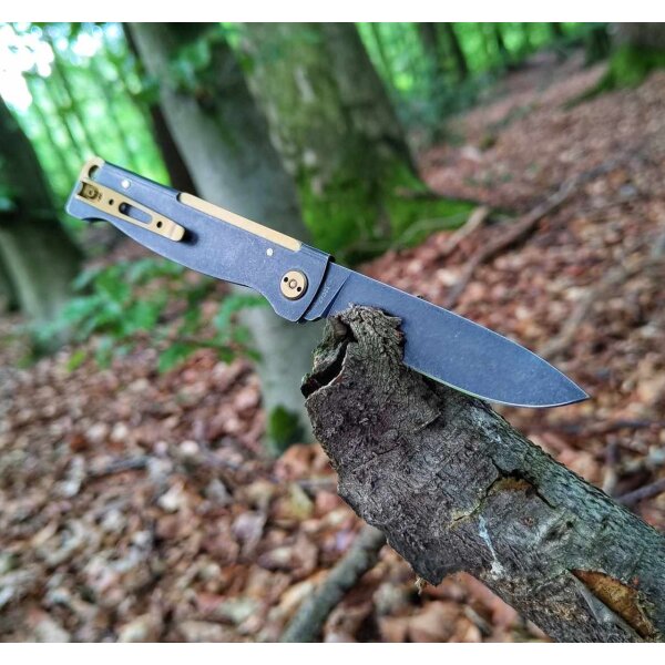 Böker Plus Atlas Black Stonewash Brass Slipjoint Messing 01BO859