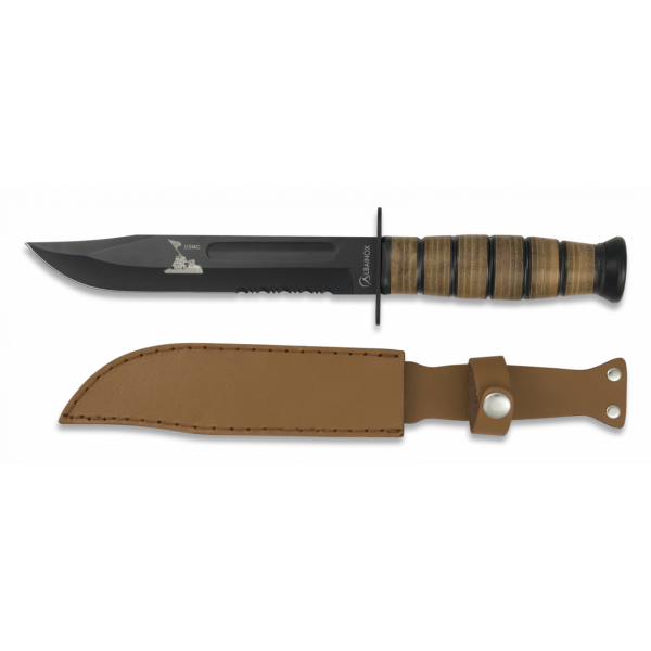 Albainox USMC Tactical Knife mit Lederscheide Kampfmesser US