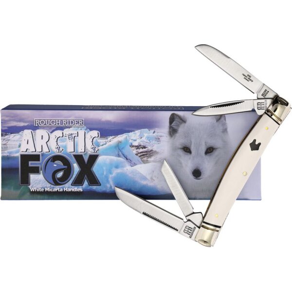 Rough Ryder Arctic Fox Premium mit 4 Klingen Micarta Griffschalen weiß RR2309