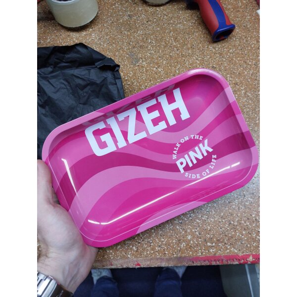 GIZEH Premium Rolling Tray Drehunterlage Tablett Pink Rosa Bauunterlage 420 THC Cannabis Weed Gras