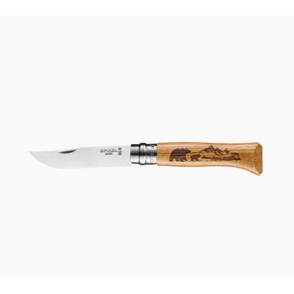 Opinel Messer No. 08 Animalia America Bear Eiche französisches Taschenmesser Messer