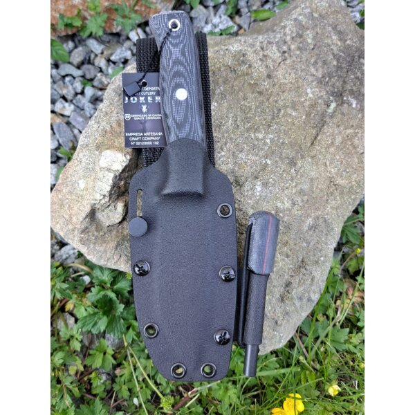 Joker Lynx N695 Micarta Schwarz inkl. Feuerstarter Paracord Kydexscheide