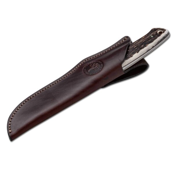 Böker Arbolito Hunter Hirschhorn Jagdmesser N695 Stahl Lederscheide