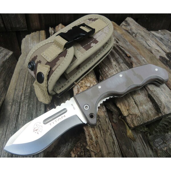 J&V Forester Knives Titan XL Micarta Camo Pixel Arido Folder Taschenmesser