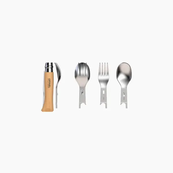 Opinel Komplettset Picnic+ Set Messer Picknick Camping Messer Gabel Löffel Tuch