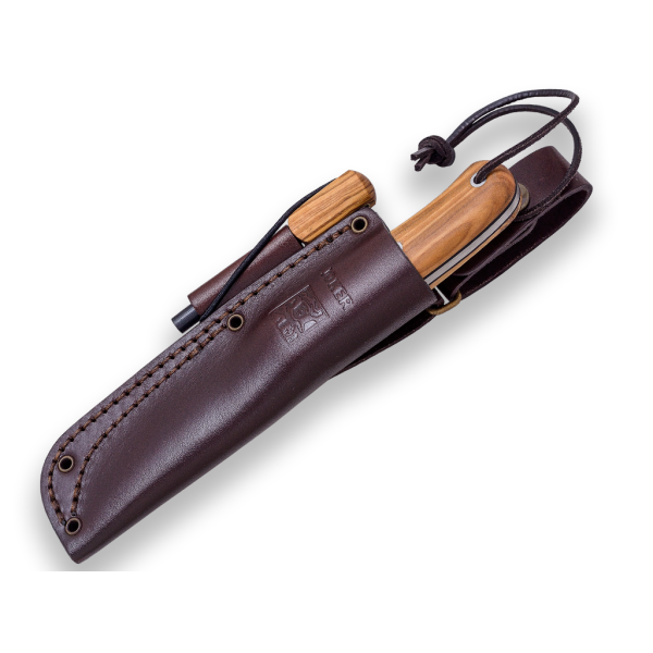 Joker BS-9 Trampero 14C28N Olivenholz Braun inkl. Feuerstarter Lederscheide