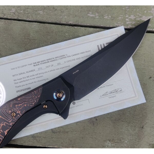 WE Knife Merata CPM 20CV Titan / Carbon Copper Foil