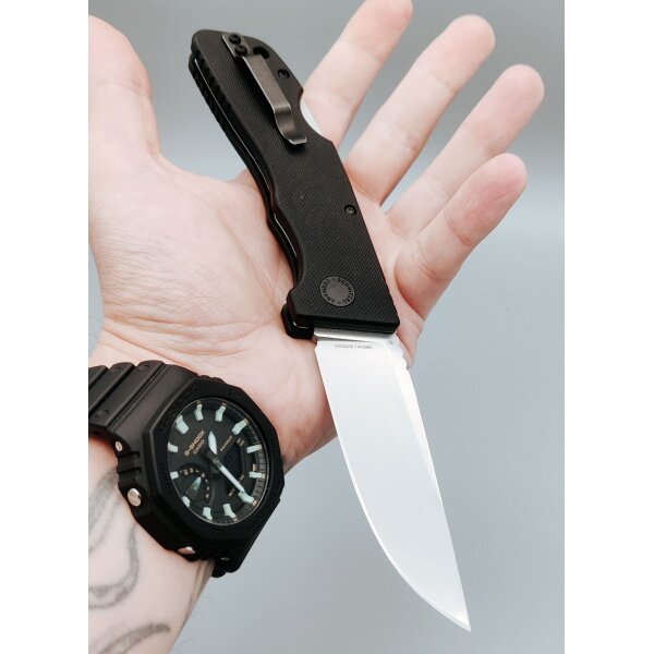 Schnitzel Kvar Messer Outdoormesser stonewashed schwarz Backlock ZH
