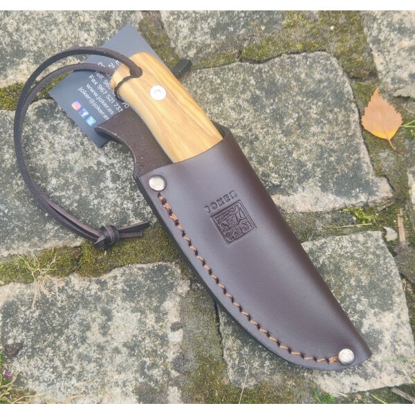 Joker Erizo Olivenholz Braun inkl. Lederscheide Gürtelmesser 7,5cm