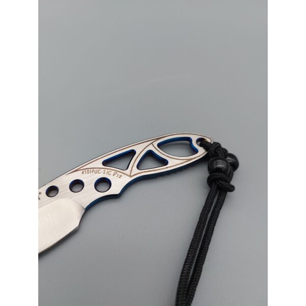 SanRenmu Messer "The Violet" SILVER-BLAU Neck Knife 12C27 Stahl Scheide LED 4101FUC-SIC