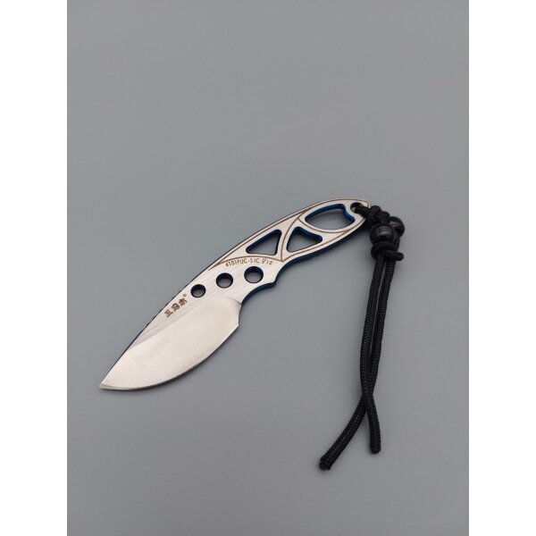 SanRenmu Messer "The Violet" SILVER-BLAU Neck Knife 12C27 Stahl Scheide LED 4101FUC-SIC