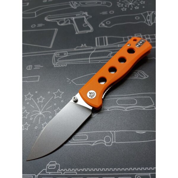 QSP Canary Folder Liner Lock Pocket Knife 14C28N Blade Orange G10 Handle