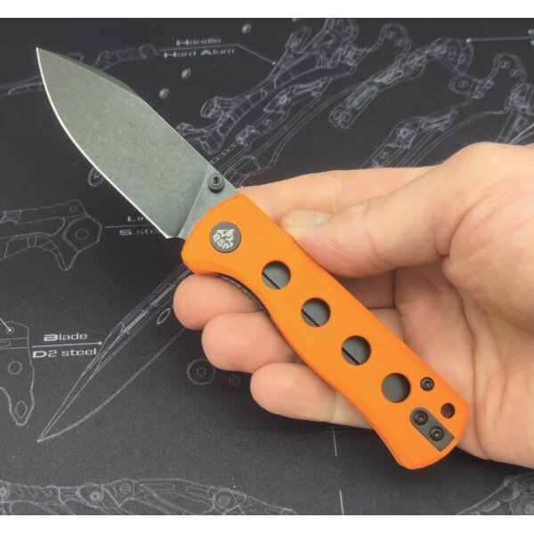 QSP Canary Folder Liner Lock Pocket Knife 14C28N Blade Orange G10 Handle