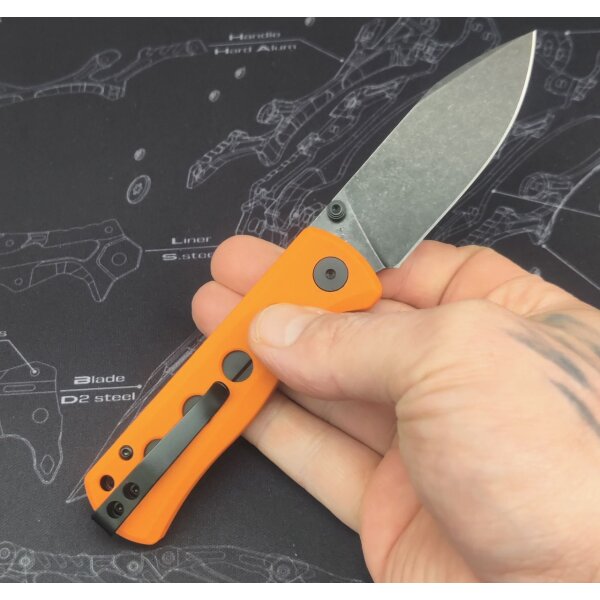 QSP Canary Folder Liner Lock Pocket Knife 14C28N Blade Orange G10 Handle