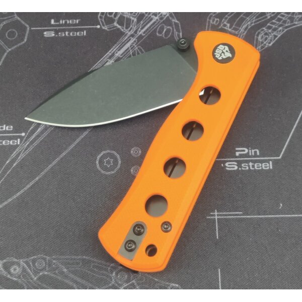 QSP Canary Folder Liner Lock Pocket Knife 14C28N Blade Orange G10 Handle