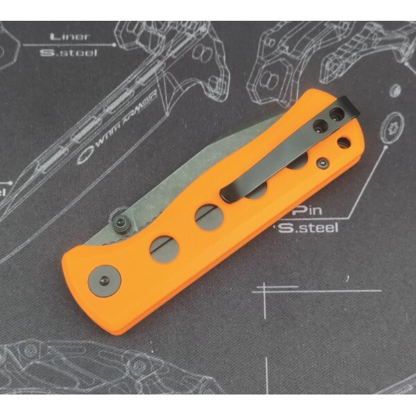 QSP Canary Folder Liner Lock Pocket Knife 14C28N Blade Orange G10 Handle