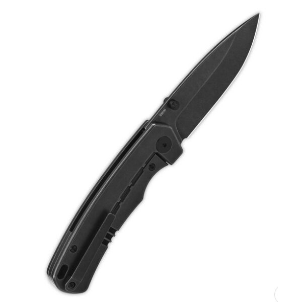 QSP Puffin Frame Lock Pocket Knife S35VN Blade Titanium Handle with Black-white-Blue Carbon Fiber inlay