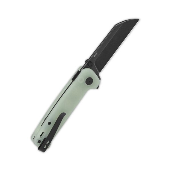 QSP Penguin Button Lock Pocket Knife 14C28N Blade Black Jade G10 Handle