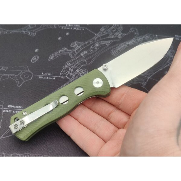 QSP Canary Folder 14C28N Stahl Linerlock G10 Olive Green Stonewashed