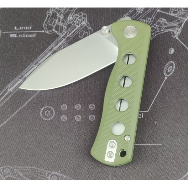 QSP Canary Folder 14C28N Stahl Linerlock G10 Olive Green Stonewashed