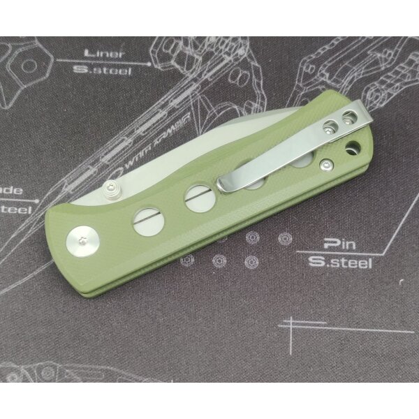 QSP Canary Folder 14C28N Stahl Linerlock G10 Olive Green Stonewashed