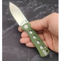QSP Canary Folder 14C28N Stahl Linerlock G10 Olive Green...