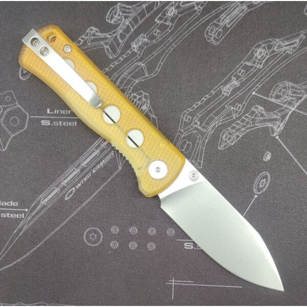 QSP Canary Folder 14C28N Stahl Linerlock Ultem Stonewash